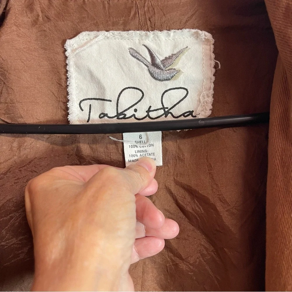 Sz 6 (S/M) Anthropologie Brown Ruffle-Trim Utility Barn Jacket - Picture 3 of 8